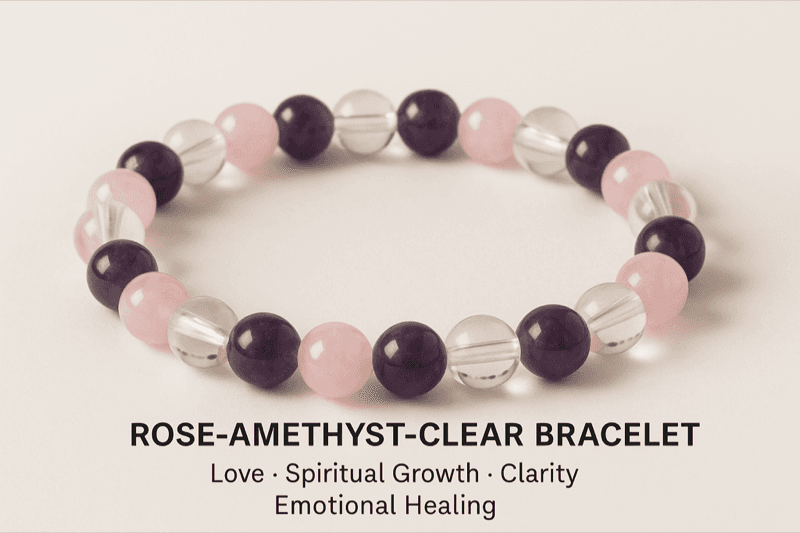 Rose Amethyst Clear Crystal Bracelet