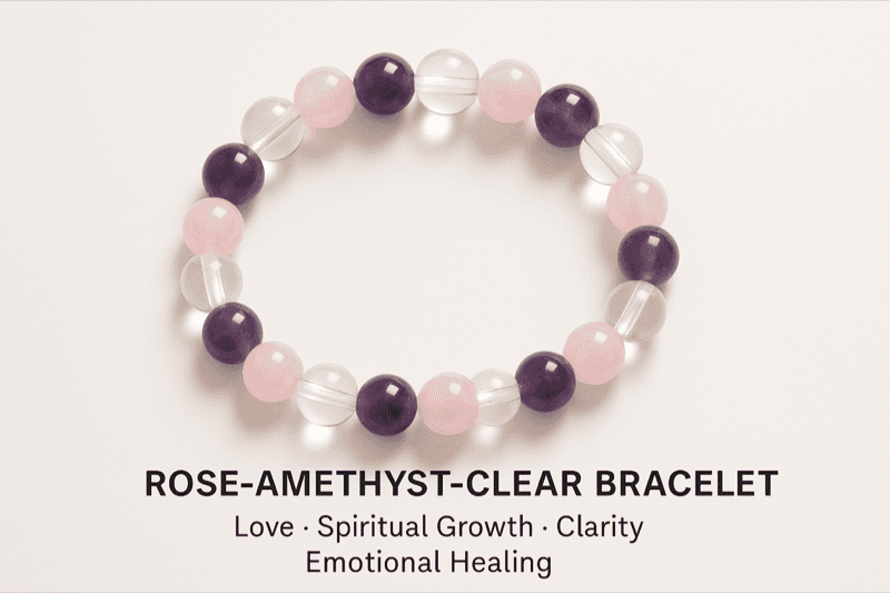 Rose Amethyst Clear Crystal Bracelet 2