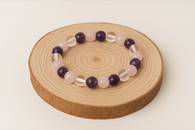 Rose Amethyst Clear Crystal Bracelet 4