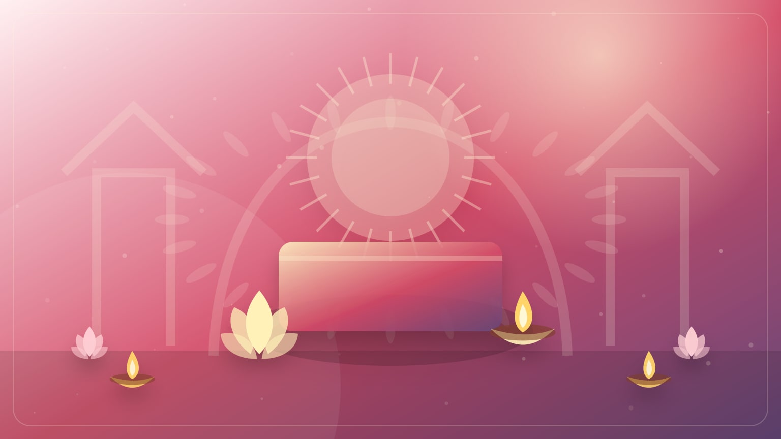 A Mangala Gauri Vrat cover with Gauri altar colors, lotus, flowers, and lamps.