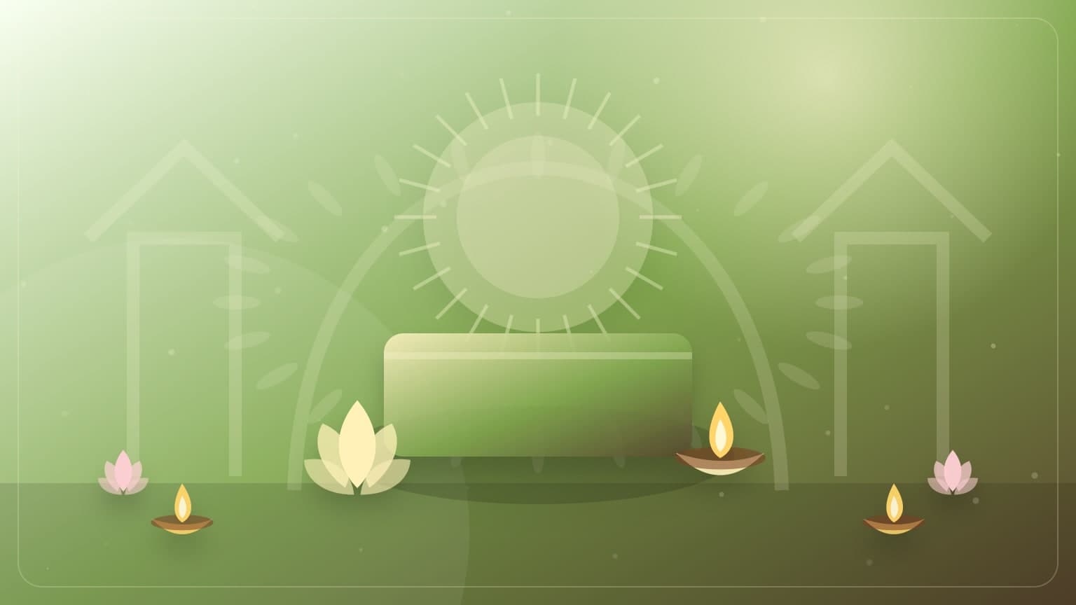 An Ekadashi vrat thali cover with tulsi, fruit, water, flowers, and diya.